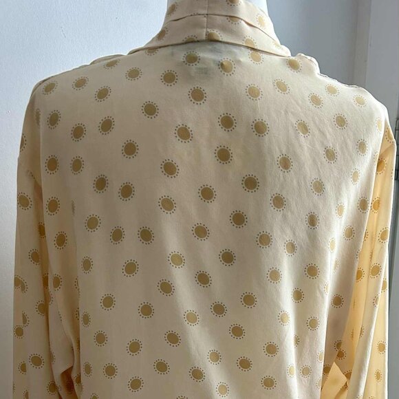 Alfred Sung Vintage Butter Pure Silk Wrap Blouse with Sunburst Dots – US 12 - Picture 7 of 12